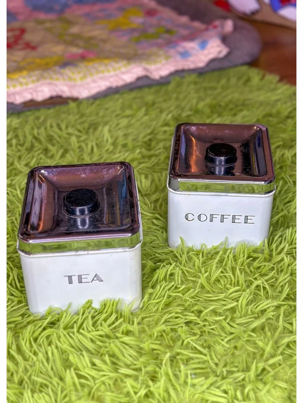 Garner Ware Vintage Chrome Metal Coffee Tea Stacking Canisters